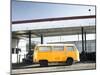 Yellow Bus and Deserted Gas Station, Page, Arizona-Kevin Lange-Mounted Photographic Print