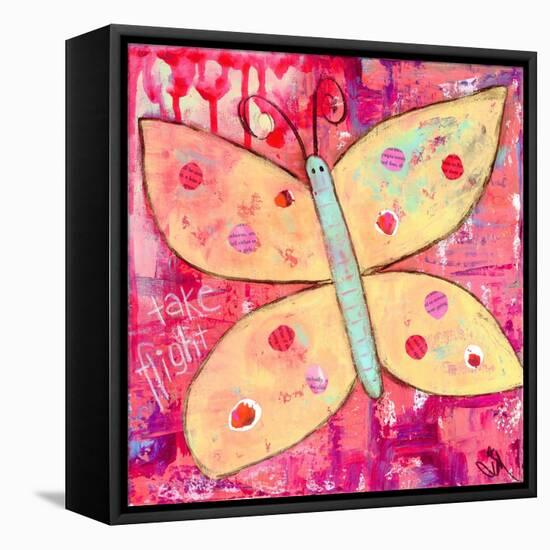 Yellow Butterfly-Jennifer McCully-Framed Premier Image Canvas