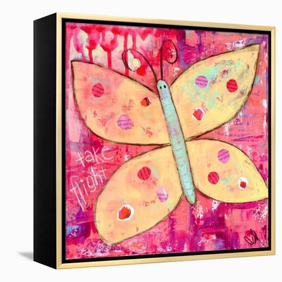 Yellow Butterfly-Jennifer McCully-Framed Premier Image Canvas