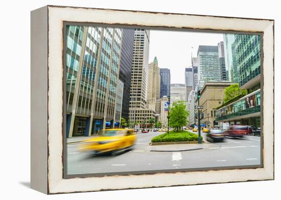 Yellow cab and cars on Park Avenue, Manhattan, New York City, United States of America, North Ameri-Fraser Hall-Framed Premier Image Canvas