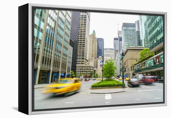 Yellow cab and cars on Park Avenue, Manhattan, New York City, United States of America, North Ameri-Fraser Hall-Framed Premier Image Canvas