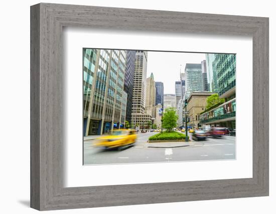 Yellow cab and cars on Park Avenue, Manhattan, New York City, United States of America, North Ameri-Fraser Hall-Framed Photographic Print