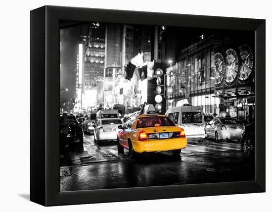 Yellow Cab on 7th Avenue at Times Square by Night-Philippe Hugonnard-Framed Premier Image Canvas