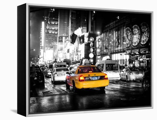 Yellow Cab on 7th Avenue at Times Square by Night-Philippe Hugonnard-Framed Premier Image Canvas