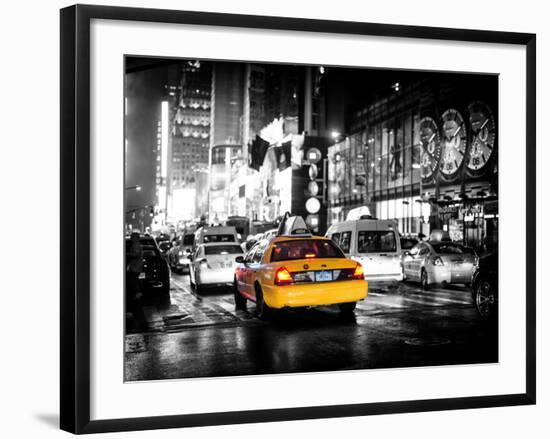 Yellow Cab on 7th Avenue at Times Square by Night-Philippe Hugonnard-Framed Photographic Print