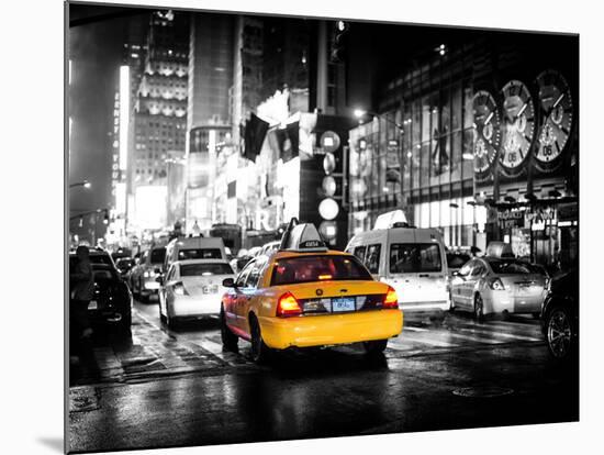 Yellow Cab on 7th Avenue at Times Square by Night-Philippe Hugonnard-Mounted Photographic Print
