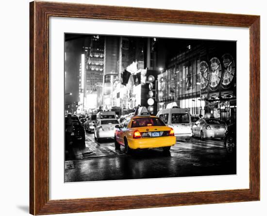 Yellow Cab on 7th Avenue at Times Square by Night-Philippe Hugonnard-Framed Photographic Print