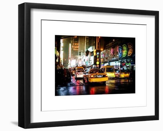 Yellow Cab on 7th Avenue at Times Square by Night-Philippe Hugonnard-Framed Art Print