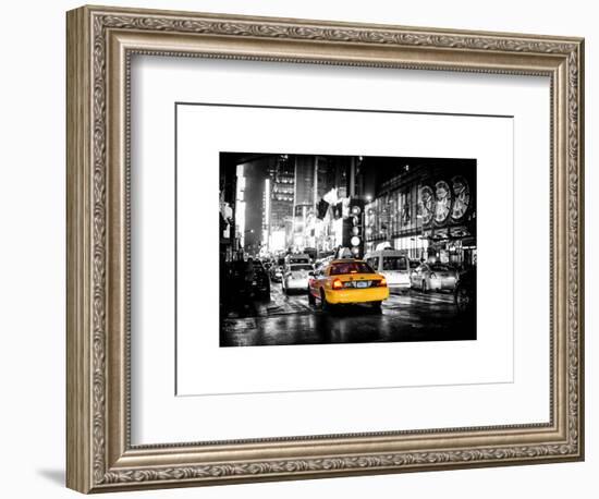 Yellow Cab on 7th Avenue at Times Square by Night-Philippe Hugonnard-Framed Art Print