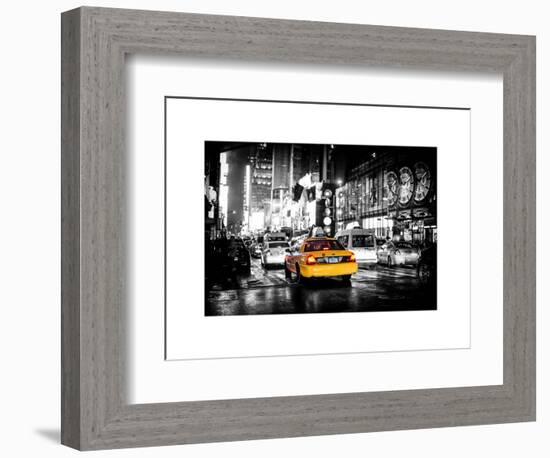 Yellow Cab on 7th Avenue at Times Square by Night-Philippe Hugonnard-Framed Art Print