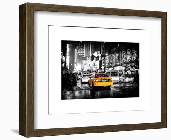 Yellow Cab on 7th Avenue at Times Square by Night-Philippe Hugonnard-Framed Art Print