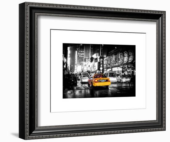 Yellow Cab on 7th Avenue at Times Square by Night-Philippe Hugonnard-Framed Art Print