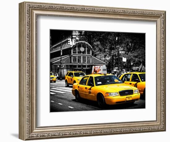 Yellow Cabs, 72nd Street, IRT Broadway Subway Station, Upper West Side of Manhattan, New York-Philippe Hugonnard-Framed Photographic Print