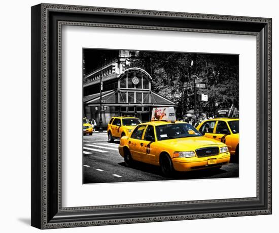 Yellow Cabs, 72nd Street, IRT Broadway Subway Station, Upper West Side of Manhattan, New York-Philippe Hugonnard-Framed Photographic Print