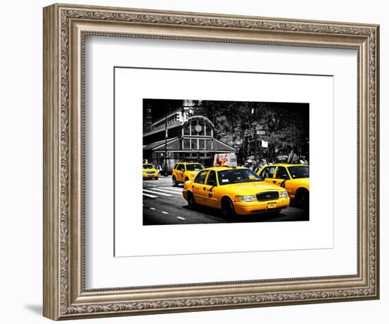 Yellow Cabs, 72nd Street, IRT Broadway Subway Station, Upper West Side of Manhattan, New York-Philippe Hugonnard-Framed Art Print