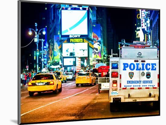 Yellow Cabs and Police Truck at Times Square by Night, Manhattan, New York, US, Colors Night-Philippe Hugonnard-Mounted Photographic Print