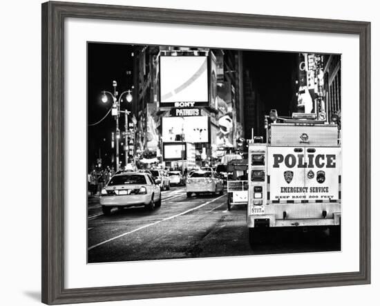 Yellow Cabs and Police Truck at Times Square by Night, Manhattan, New York-Philippe Hugonnard-Framed Photographic Print