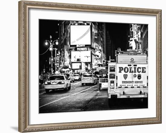 Yellow Cabs and Police Truck at Times Square by Night, Manhattan, New York-Philippe Hugonnard-Framed Photographic Print
