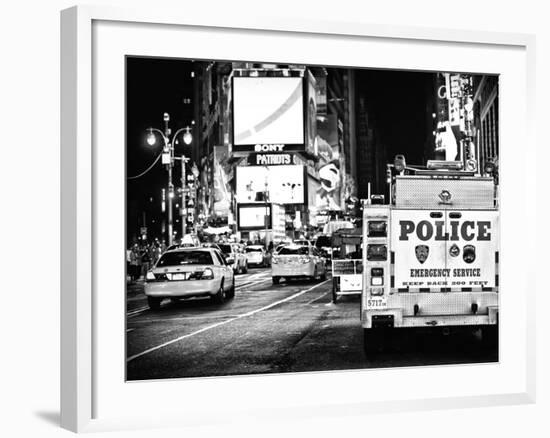 Yellow Cabs and Police Truck at Times Square by Night, Manhattan, New York-Philippe Hugonnard-Framed Photographic Print