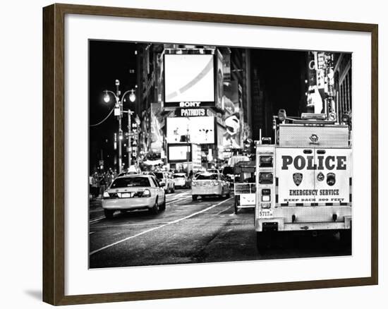 Yellow Cabs and Police Truck at Times Square by Night, Manhattan, New York-Philippe Hugonnard-Framed Photographic Print