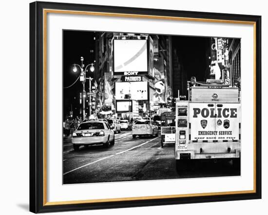 Yellow Cabs and Police Truck at Times Square by Night, Manhattan, New York-Philippe Hugonnard-Framed Photographic Print