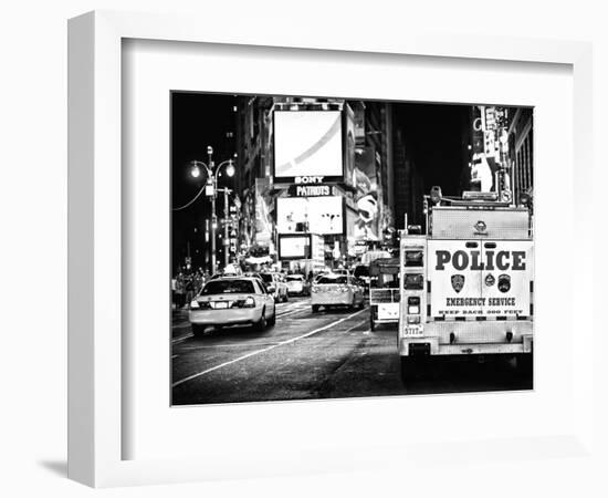 Yellow Cabs and Police Truck at Times Square by Night, Manhattan, New York-Philippe Hugonnard-Framed Photographic Print