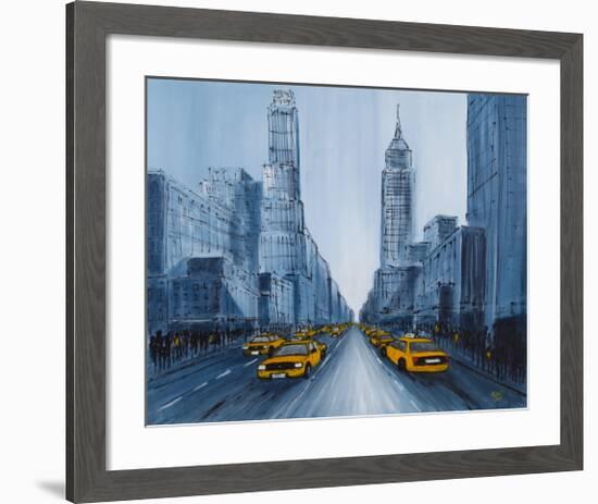 Yellow Cabs, New York-Geoff King-Framed Giclee Print