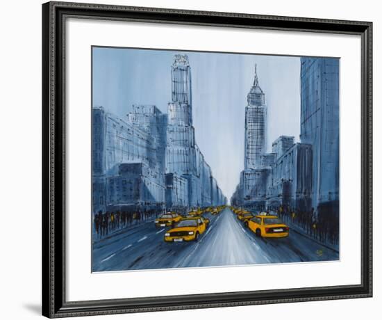 Yellow Cabs, New York-Geoff King-Framed Giclee Print