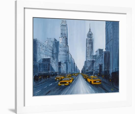 Yellow Cabs, New York-Geoff King-Framed Giclee Print