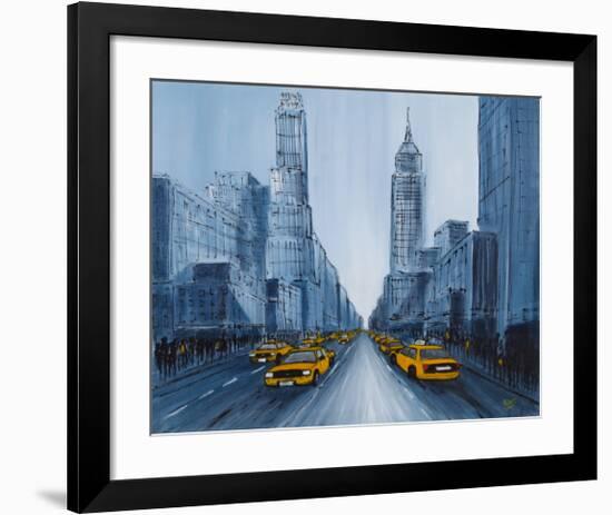 Yellow Cabs, New York-Geoff King-Framed Giclee Print