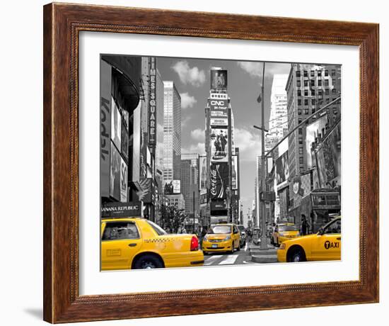 Yellow Cabs, Times Square-Igor Maloratsky-Framed Art Print