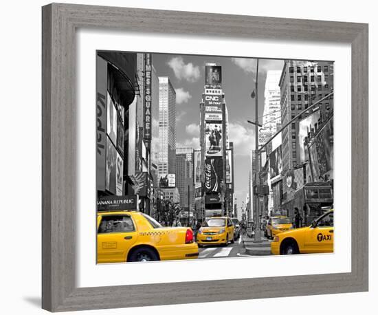 Yellow Cabs, Times Square-Igor Maloratsky-Framed Art Print