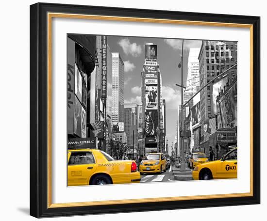 Yellow Cabs, Times Square-Igor Maloratsky-Framed Art Print