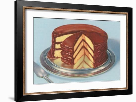 Yellow Cake with Chocolate Frosting, Three Layers-null-Framed Art Print