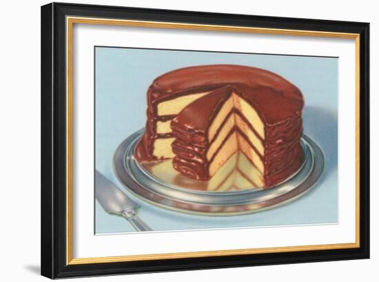 Yellow Cake with Chocolate Frosting, Three Layers-null-Framed Art Print