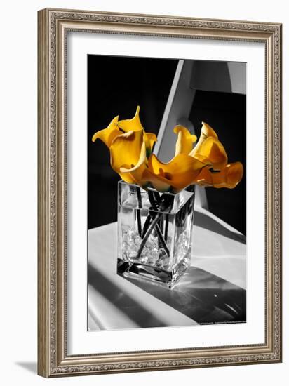 Yellow Calla Lilies in Vase-null-Framed Photo