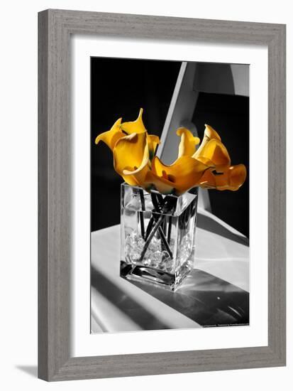 Yellow Calla Lilies in Vase-null-Framed Photo