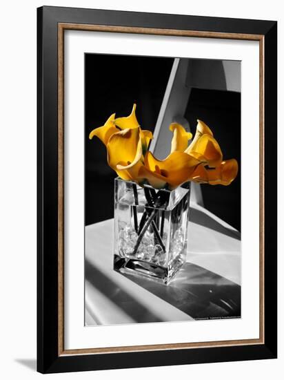 Yellow Calla Lilies in Vase-null-Framed Photo