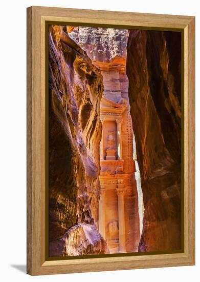 Yellow canyon and the Treasury in the Morning. Petra, Jordan-William Perry-Framed Premier Image Canvas