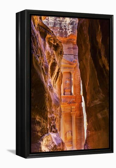 Yellow canyon and the Treasury in the Morning. Petra, Jordan-William Perry-Framed Premier Image Canvas