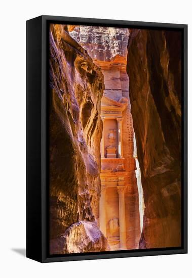 Yellow canyon and the Treasury in the Morning. Petra, Jordan-William Perry-Framed Premier Image Canvas