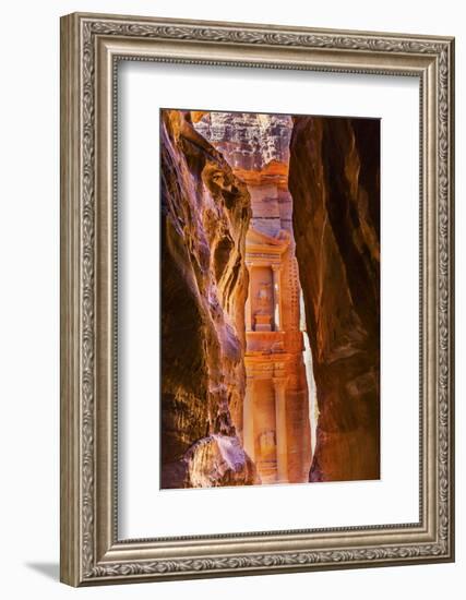 Yellow canyon and the Treasury in the Morning. Petra, Jordan-William Perry-Framed Photographic Print