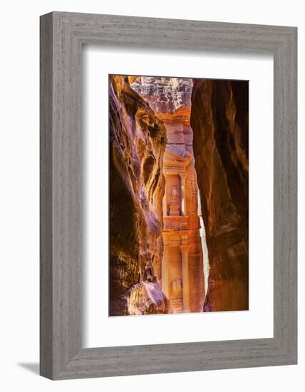 Yellow canyon and the Treasury in the Morning. Petra, Jordan-William Perry-Framed Photographic Print