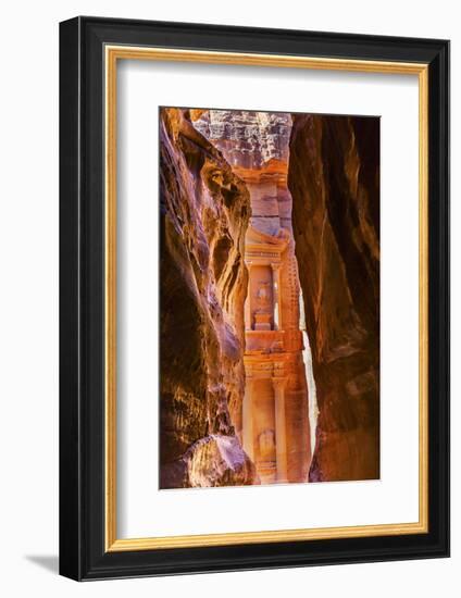 Yellow canyon and the Treasury in the Morning. Petra, Jordan-William Perry-Framed Photographic Print