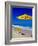 Yellow Chairs and Umbrella on Pristine Beach, Caribbean-Greg Johnston-Framed Photographic Print