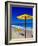 Yellow Chairs and Umbrella on Pristine Beach, Caribbean-Greg Johnston-Framed Photographic Print