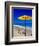 Yellow Chairs and Umbrella on Pristine Beach, Caribbean-Greg Johnston-Framed Photographic Print