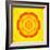 Yellow Concentric Flower Center: Mandala Kaleidoscopic Design-tr3gi-Framed Art Print