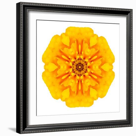 Yellow Concentric Marigold Mandala Flower-tr3gi-Framed Art Print