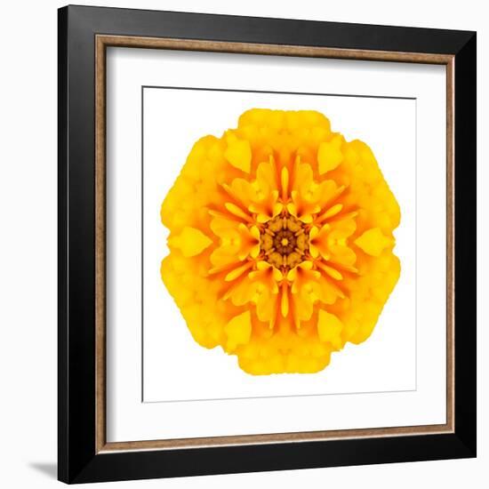 Yellow Concentric Marigold Mandala Flower-tr3gi-Framed Art Print